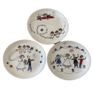 NWT Opificio Etico Ceramiche Set of 3 Plates ... Wedding ... Made In Italy